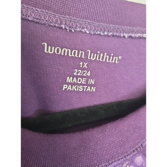 Woman Within Plus Size Tie-Dyed Purple Knit Sweatshirt Tunic 22/24 1X - Picture 2 of 4